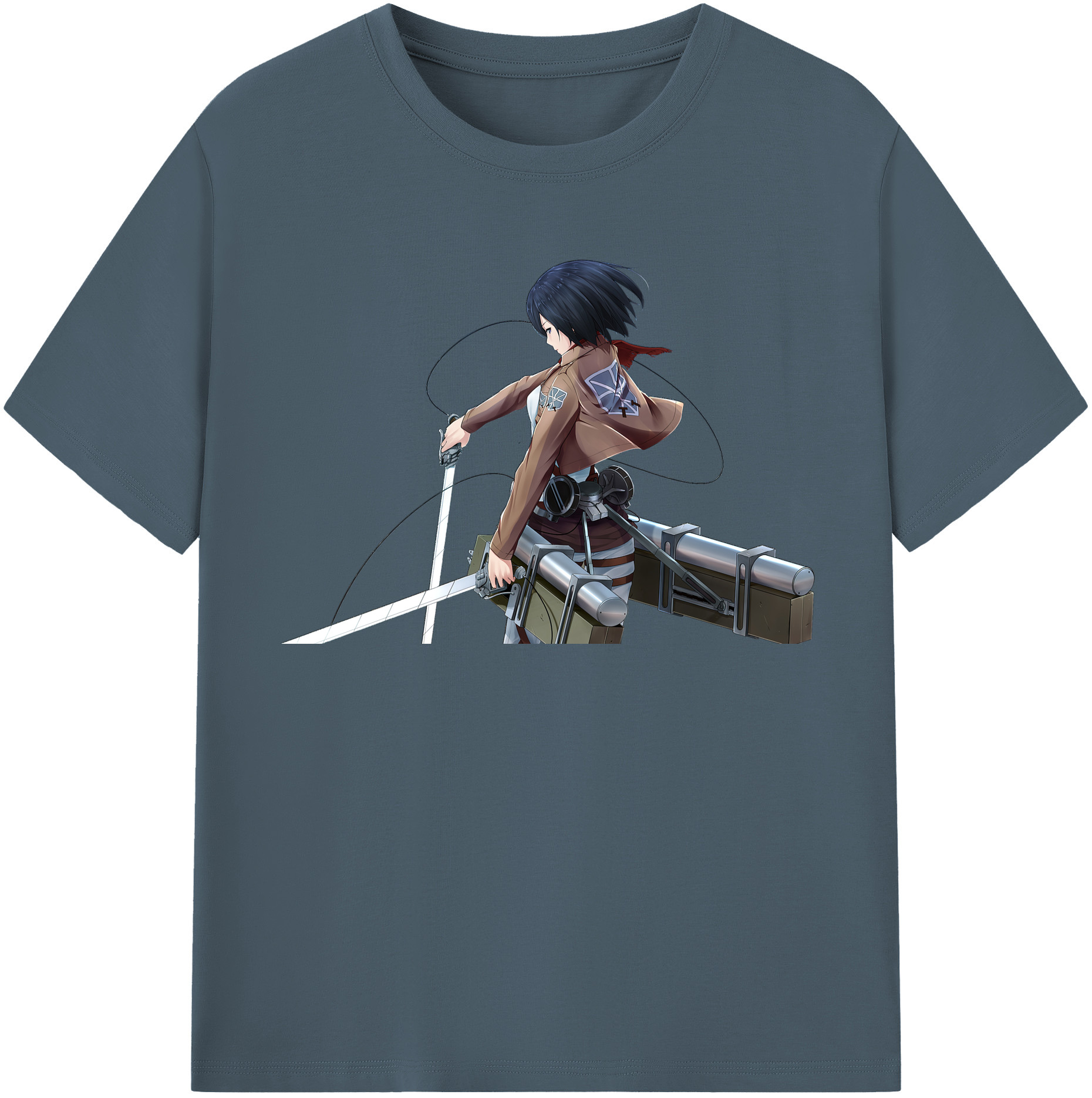 （画像用） 進撃の巨人 ミカサ·アッカーマン Attack on Titan Mikasa Ackerman 綿100％半袖Tシャツ（フロントプリント）